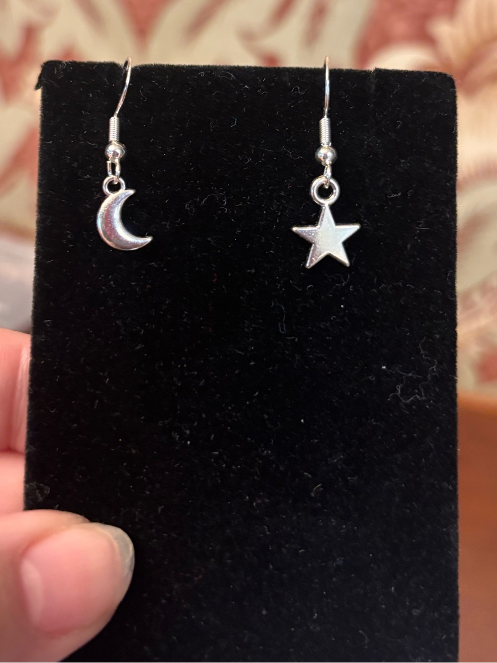 New Silver Moon and Star Dangle Earrings - Women's Jewelry